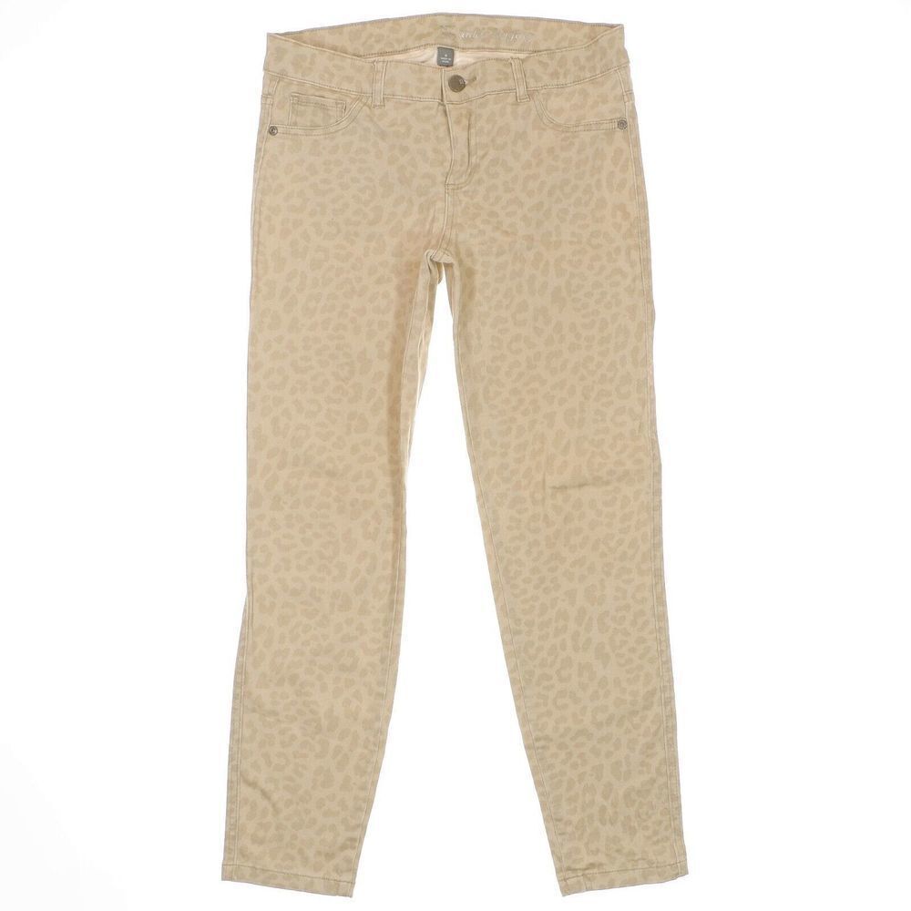 NYC Womens Ankle Legging Jeans Size 6 Capri Beige Animal Print Stretch 29x25.5